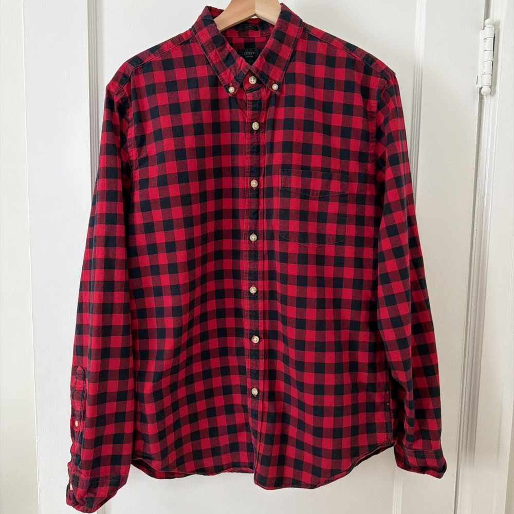 J. Crew Shirt Mens Sz‎ L  Buffalo Plaid Oxford Slim Cut Lumberjack Grandpacore